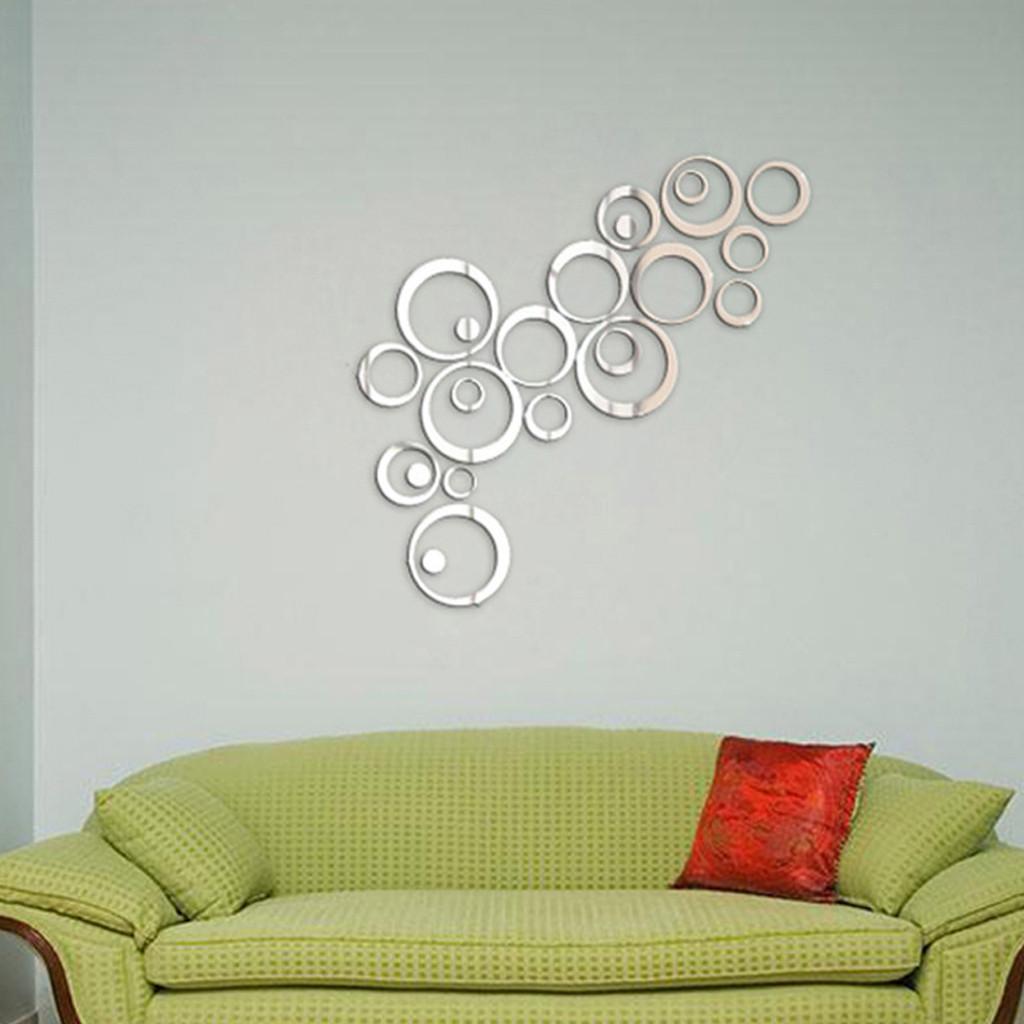 3D Wall Mirror Stickers Set Circular Design Decorative Wall Art for Living Room Bedroom Office and Home Decoration