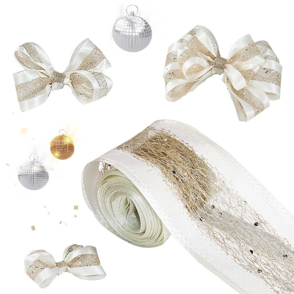 Bow Making Christmas Mesh Ribbon DIY Craft Christmas Wrapping Ribbon Xmas Tree Ribbon  Party Decor