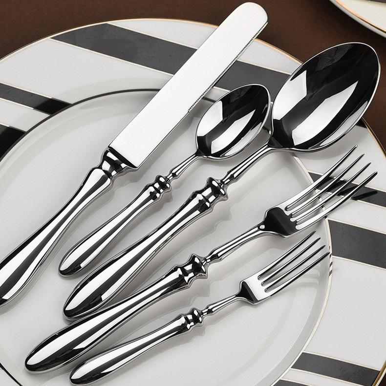 5PCS 304 Stainless Steel Knives, Forks, Gourd Handles, High-end Steakhouses, Western Knives Spoons, Restaurants, Hotel Tableware