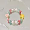 Cute Wind Summer Colorful Beaded Bracelets, Floral & Heart Design Candy Tone Bead Jewelry Perfect Gift