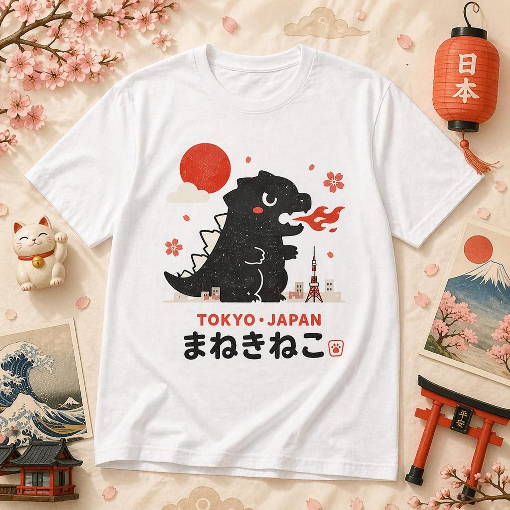 Tokyo Kaiju Cat Graphic Tee – Japan Streetwear Monster Shirt