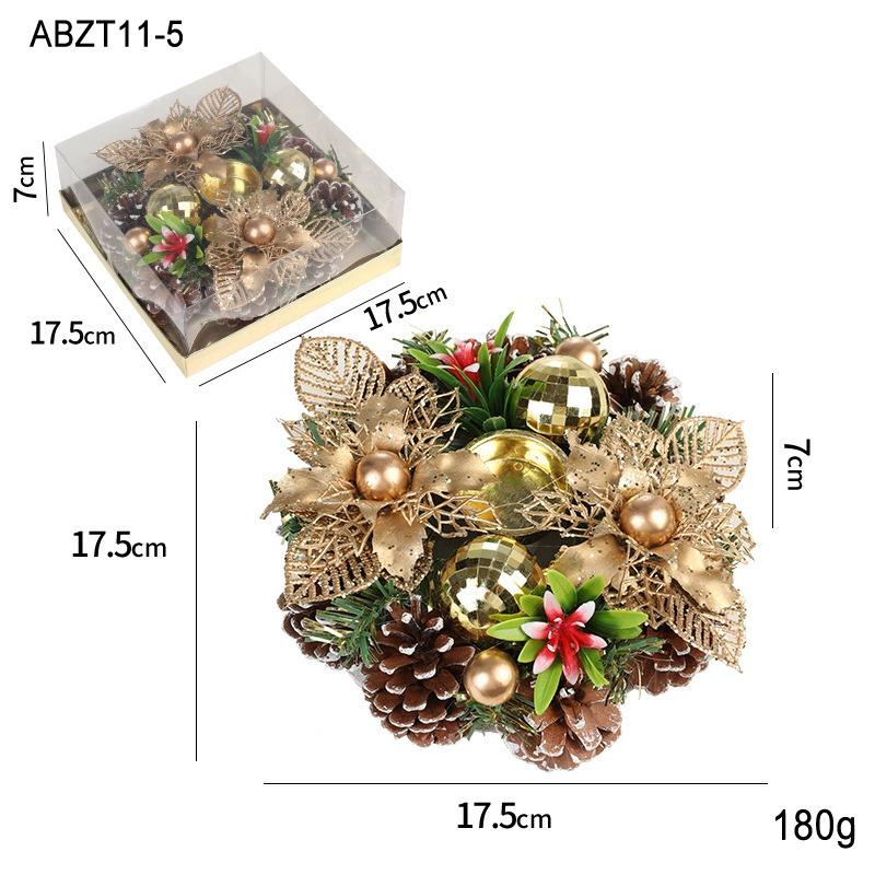 New Christmas candle holder, imitation wreath, lamp holder ornament, vintage wooden glass candle holder, dried flower aromatic candle holder