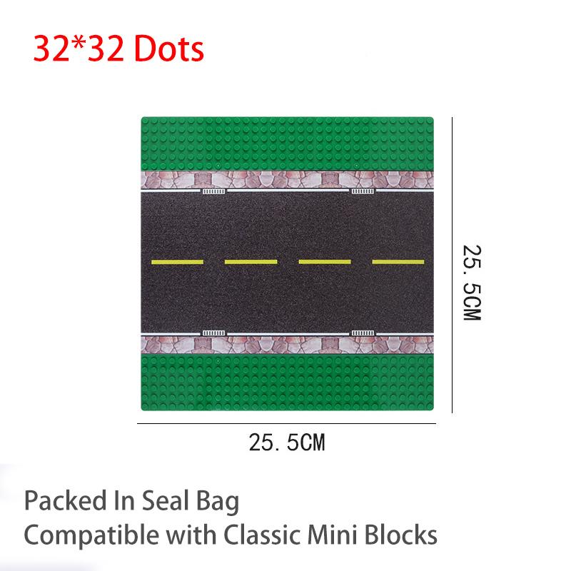 By Street View Road BasePlate Byggeklosser 32*32 Prikker Klosser DIY Leker Parkeringsplass Fotball Basketballbane Mini Murstein