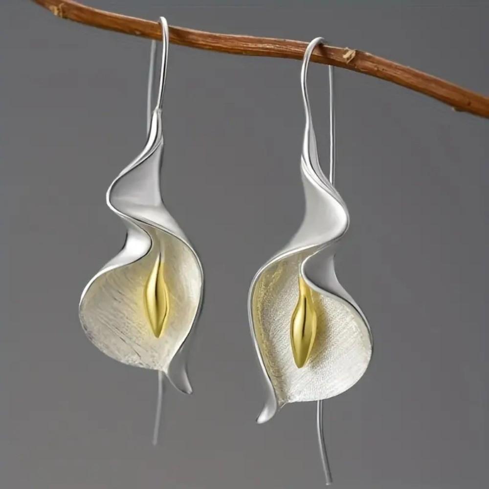 Gold Silver Drop Earrings Lightweight Calla Lily Earrings Fashion Floral Dangle Earrings Women