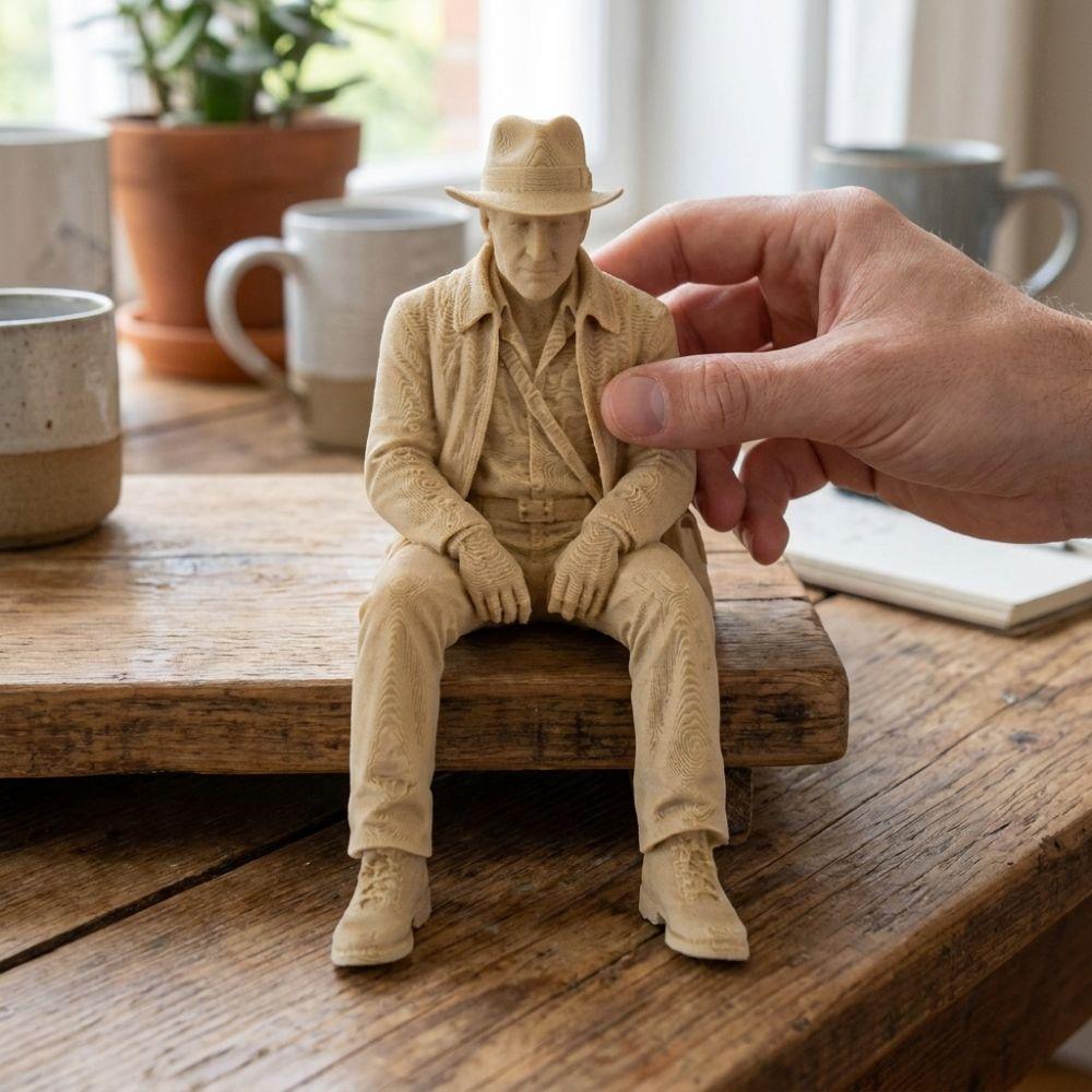 Realistic Explorer Sitting Statue Western Cowboy Explorer Desk Sculpture Gift