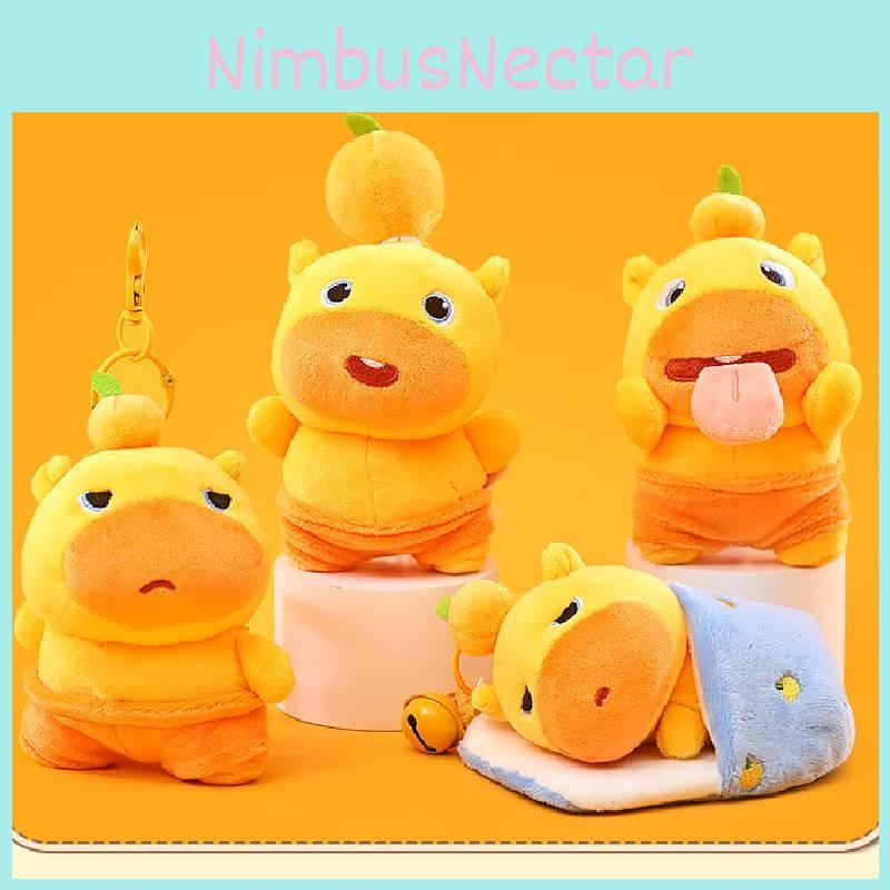 Orange Capybara Niedlicher Unglücklicher Ausdruck Plüschpuppenanhänger zur Dekoration Tasche