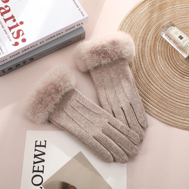Warm gloves women's winter thickened fresh sheep's nun riding wool mouth cold outdoor windproof heat storage gloves