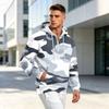 Men's Camouflage Print Zip-Up Hoodie, Casual Loose Fit Long Sleeve Hooded Sweatshirt for Fall Winter