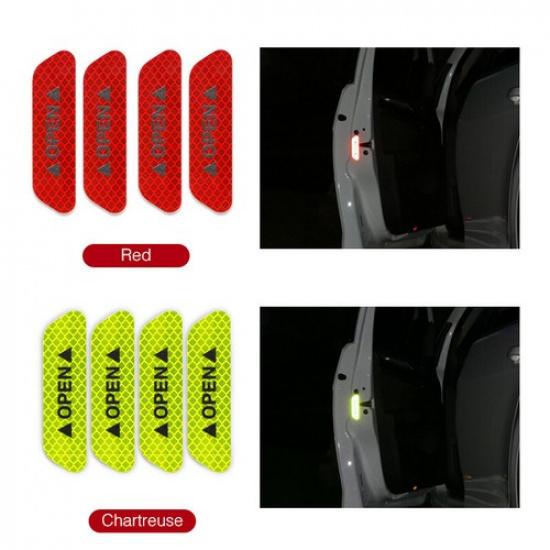 4pcs Car Open Door Warning Reflect Stickers Cover Open Letter 93*25cm Not Fade
