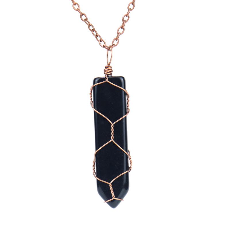 TikTok Live Handmade Amethyst Sword-Shaped Net Bag Pendant Necklace (N505)