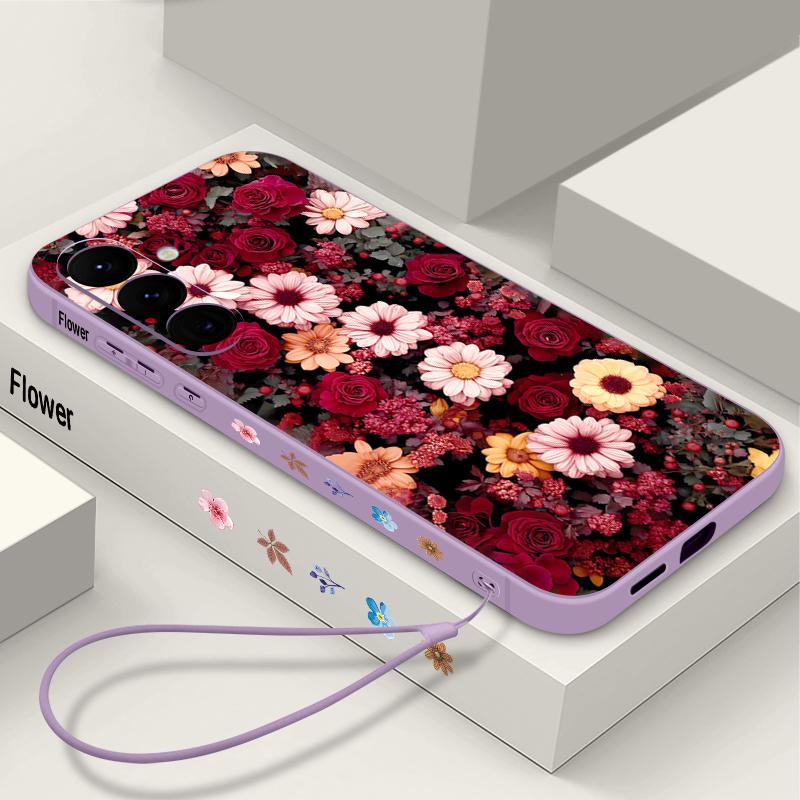 Floral Pattern Case For Samsung Galaxy S26 S25 Ultra S24 S23 S22 Plus S21 FE A15 A16 A17 A35 A36 A54 A55 A56 5G Silicone Cover