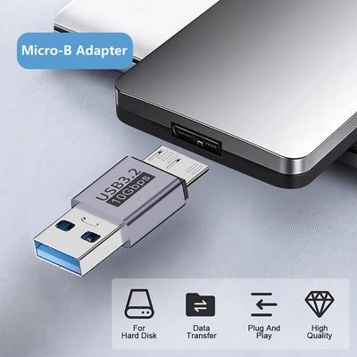 Adaptateur Micro B USB C 3.0 Mâle vers Type C Femelle Connecteur Type-C USB3.0 Micro B pour Adaptateur Câble HDD Disque Dur Externe