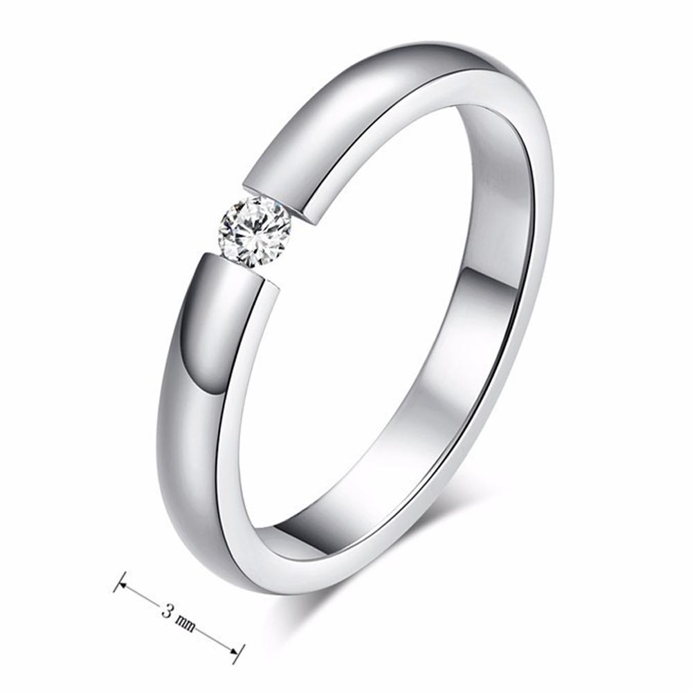 Custom Stainless Steel Wedding Couple Rings for Women Men Engagement Bands CZ Stone Puzzle Solitaire Party Ring Jewelry Gift