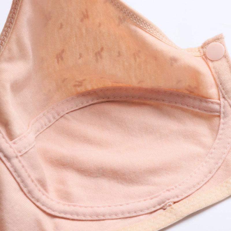 Printed Underwire Cotton Underwear Without Steel Ring Front Opening Buckle Lightweight Breathable Mom's Wide Shoulder Strap Vest Simple Casual