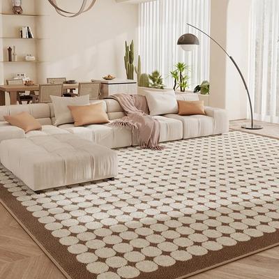 Living Room Carpet Bedroom Plush Plaid Pattern Rug Large Area Home Decoration Floor Mat Soft Comfortable Non-slip Foot Mats