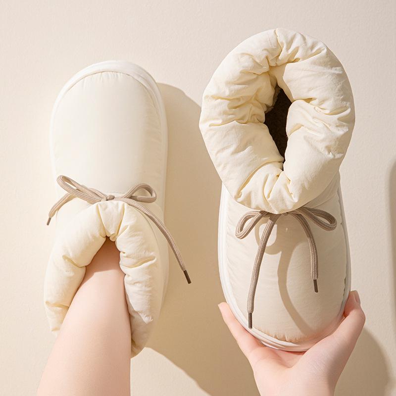 Women's 2025 Winter High-Top Cotton Slippers: Outdoor, Warm, Thick-Soled, Couple's Cold-Proof Design