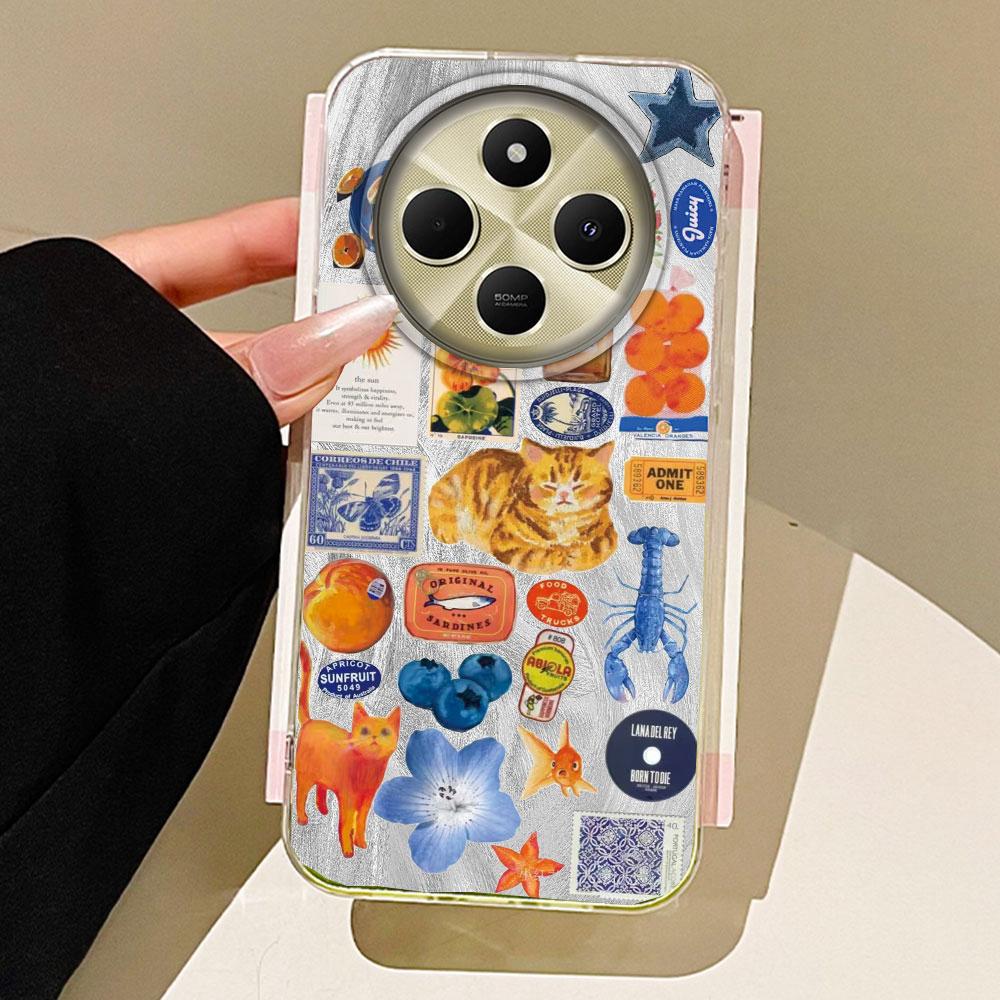 Handyhülle mit MeeresTier-Blumen-Feder-Textur für Xiaomi Redmi Note 14 13 12 11 11S 10 9 Pro 9C 13C 14C A3 A4 A3X 9C A1 Cover