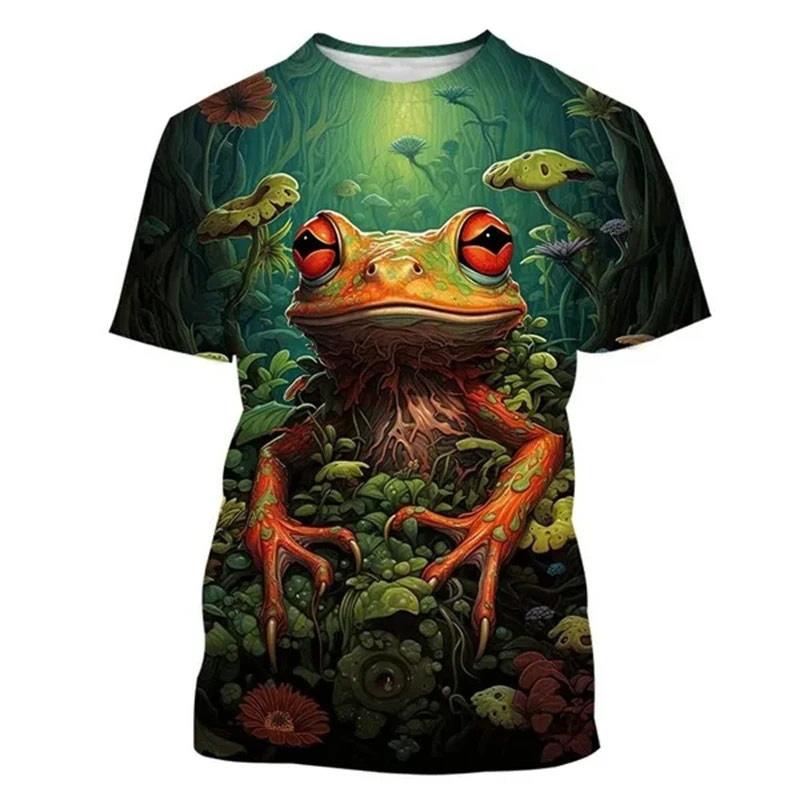 Cartoon Tree Frog Graphic T-Shirt For Men Funny Animal 3D Printed T Shirts Summer Fashion Casual Round Neck Tees Short Sleeves