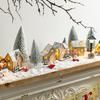 Festive Luminous Wooden House Ornament for Christmas Tree and Fireplace Decor