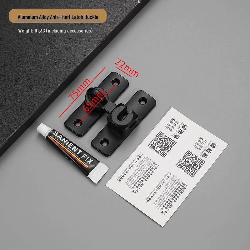 Solid Aluminum Multi-Angle No-Drill Anti-Theft Door Latch Bolt