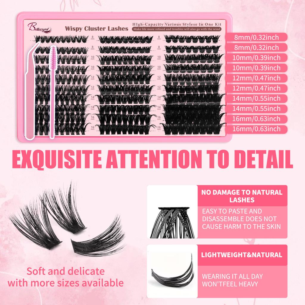 Temudiy Eyelash Extension 80D Cluster D-Type Curl Mixed False Eyelash Tool Set