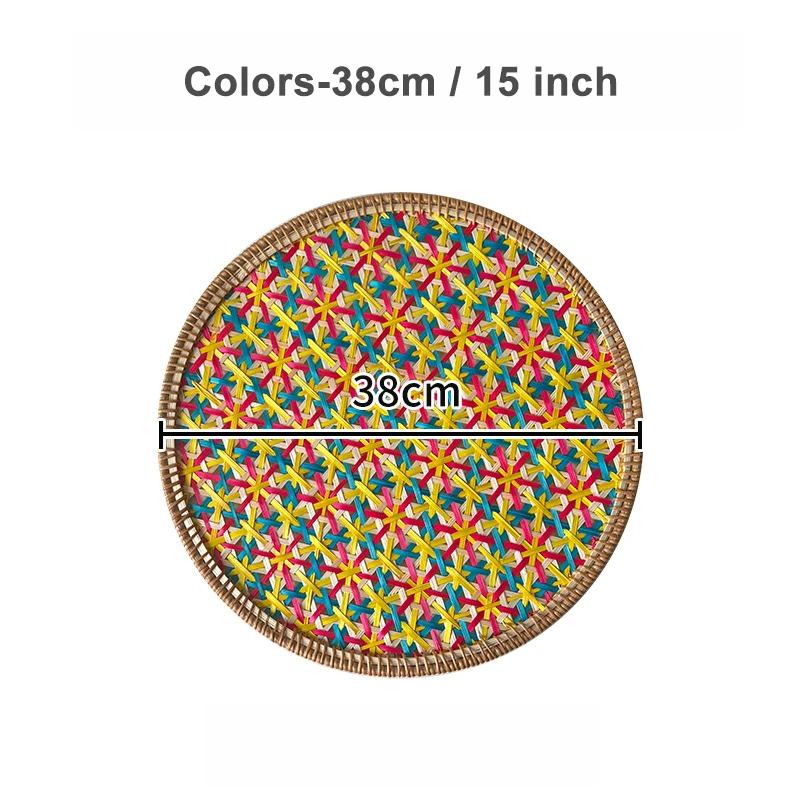 Nordic Rattan Decorative Tray Natural Wicker Handwoven Home Decor Rattan Insulation Mat Southeast Asian Ethnic Wall Decoration