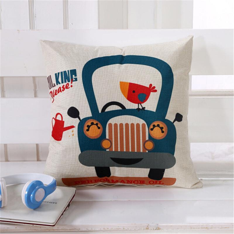 45x45cm Baumwoll-Leinen Sofakissenbezug Vintage Cartoon Tier Blume Bedruckt Wohnzimmer Dekorative Kissenhülle