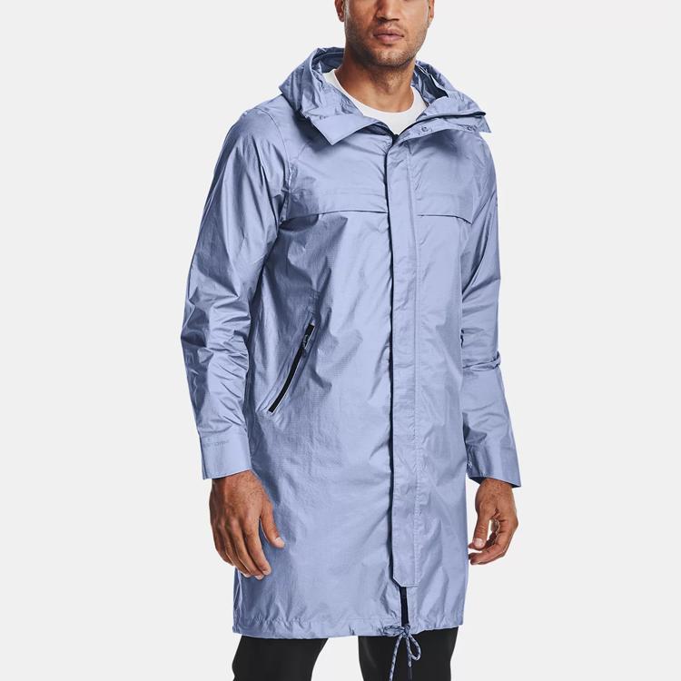 Under Armour Solid Color Hooded Mid-Length Jacket Men Jacket Washed-Blue 1360414-420