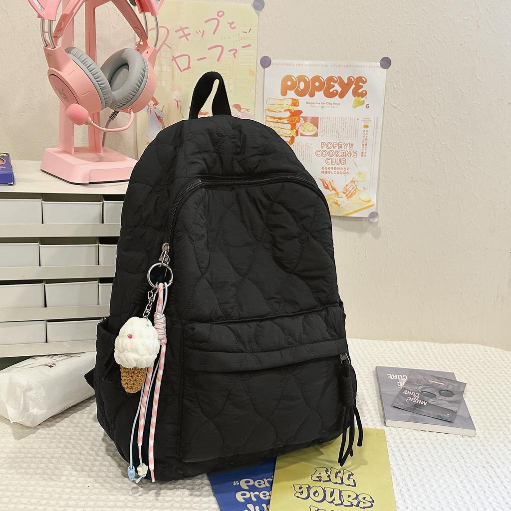 Schoolbag autumn and winter cotton clothes backpack 1011 new embroidered thread cotton-filled women's backpack fashion commuter leisure small backpack