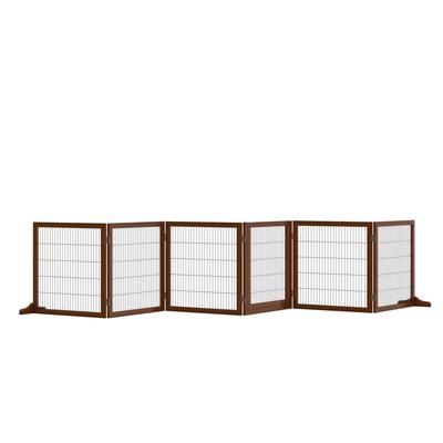 Foldable Pine Wood Dog Gate, 432 X 36 X 70 Cm, Coffee