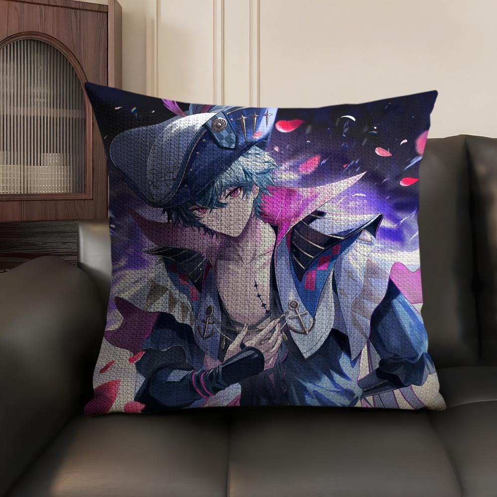 Brant Wuthering Waves Cute Cushion Cover Natural Linen Organic Fabric Double-Sided Printing Sofa Home Decor Gift Pillow Case