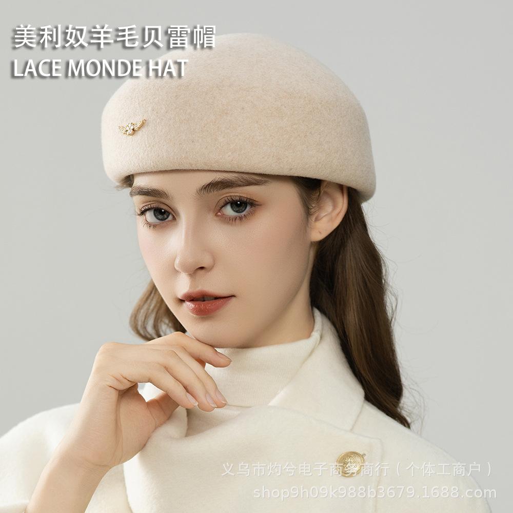 Autumn and Winter Wool Beret Children's Temperament Versatile Casual Literary Newsboy Hat Celebrity Elegant Simple Hat Tide