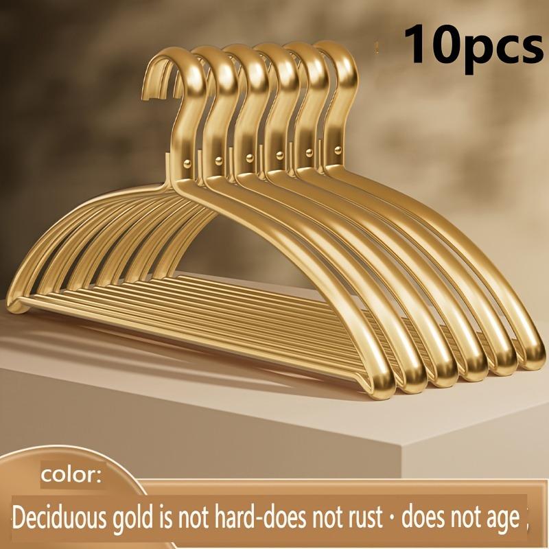 5/10/15pcs Gold Metal Hangers,Matte Aluminum Clothes Hangers for Aesthetic Home Decor,Dorm Room, Sturdy Space-Saving Hanger Rack