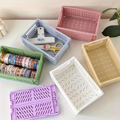 Foldable Storage Basket, Suitable for Home and Office Use, Stackable, Multifunctional Desktop Storage Box, Back To School Season