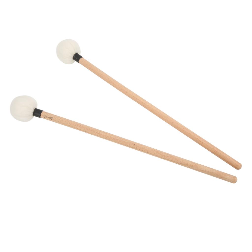 2Pcs Drum Mallet Felt Head Wooden Handle Non Slip Instrument Accessory Set Kit for PlayingBlack