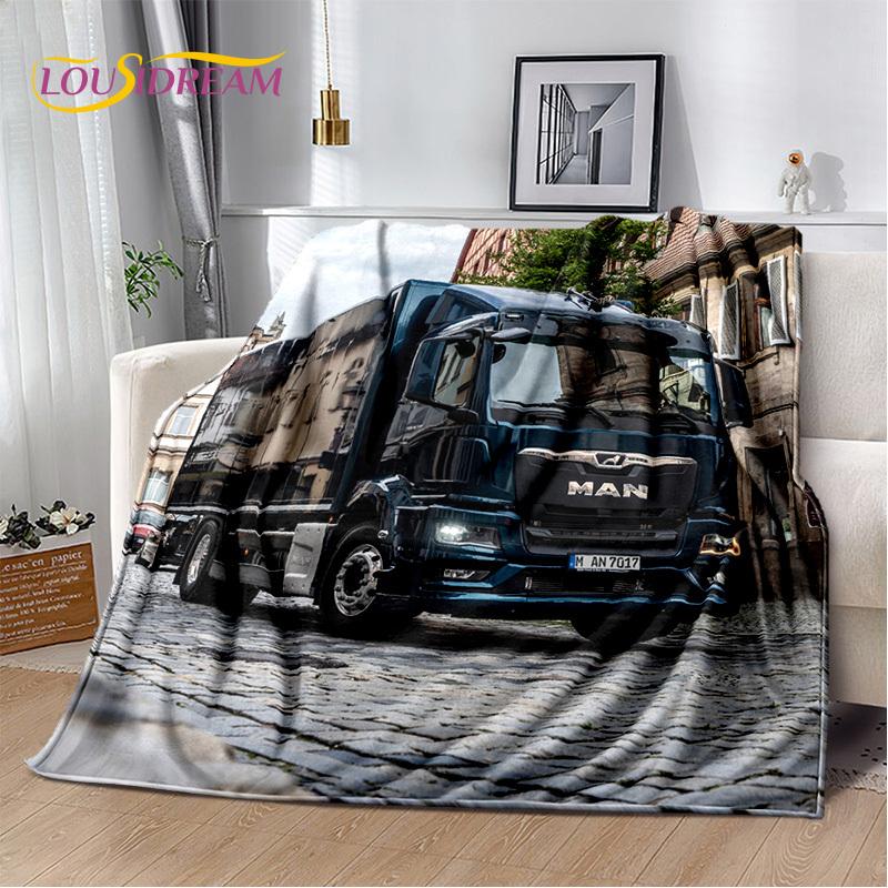 HD Man Truck Lorry 3D Printing Soft Flannel Blankets,Throw Blanket Comfortable Blanket for Picnic Beds Sofa Home Bedroom Gifts