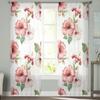 Aquarell-Muster, Hibiscus, durchsichtige Fenstervorhänge für Wohnzimmer, Schlafzimmer, moderne Voile-Tüllvorhänge, Stoffvorhänge für die Küche