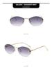 Women's Trendy Oval Rimless Rhinestone Sunglasses - European & American Style, Small Frame with Letter F Design