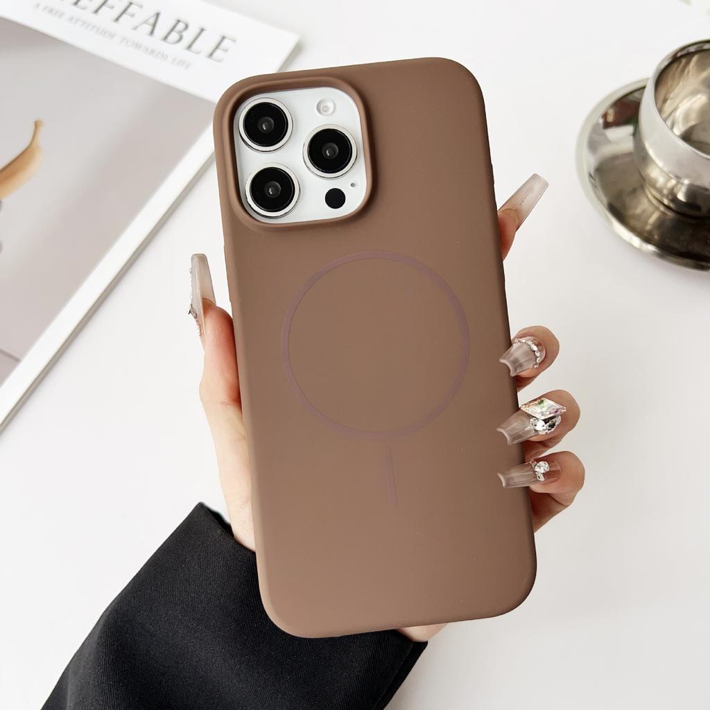 Thin Ring Magnetic Suction Suitable for IPhone17promax Mobile Phone Case Solid Color Liquid Silicone Apple 16 Full Inclusive Protective Case