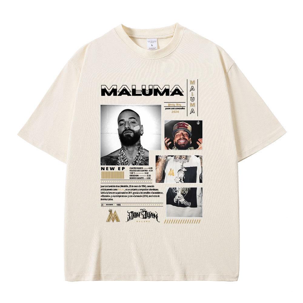 Zpěvák Maluma Obal hudebního alba Trička Pánská Dámská Ležérní Bavlněné Tričko Pánská Móda Nadrozměrná Trička Hip Hop Rap Streetwear
