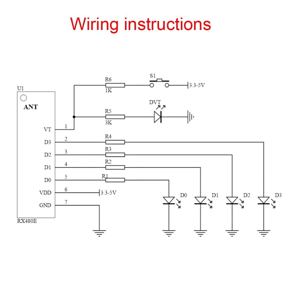 QIACHIP RX480E 433 MHz RF Relais Empfänger Modul Kabellos 4-Kanal Ausgang Mit Lernknopf und RF Fernbedienungen Sender DIY