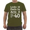 Unisexs Oneck Short Sleeve Tshirt Funny Looks 18 Feels 14 Acts 8 Really 40 40th Birthday Gift Unisexs T Shirts Casual Tees Tops