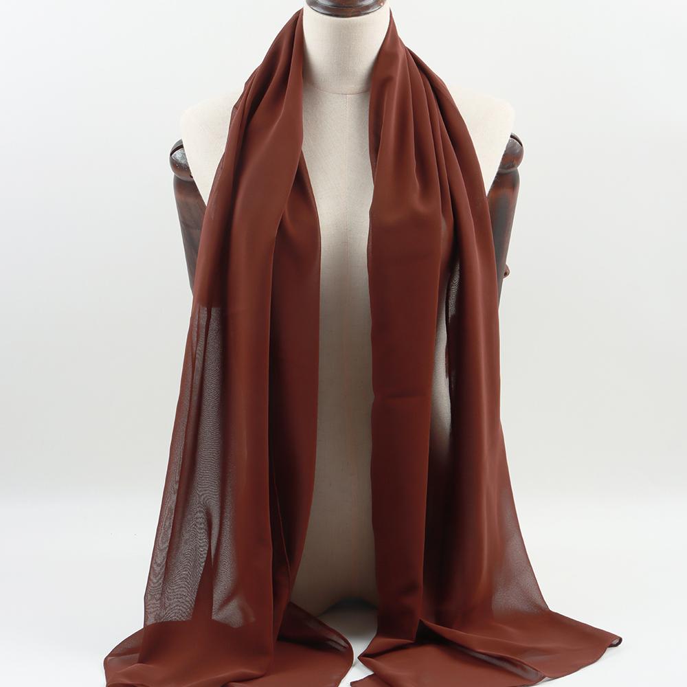 Fashion Pearl Chiffon Hijab Shawls Of Muslim Women Solid Color Head Wraps Scarf For Ladies