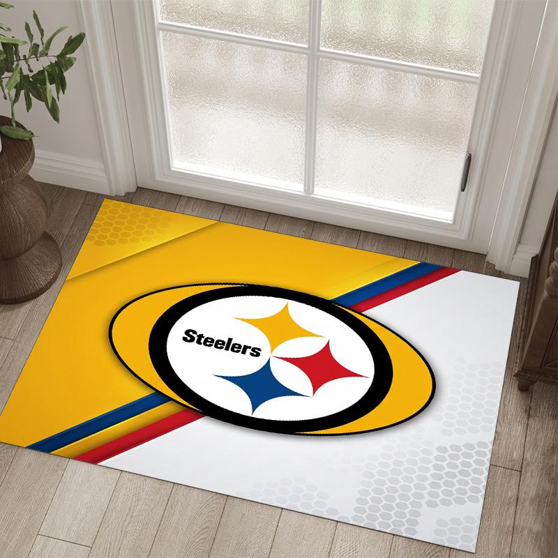 Pittsburgh Steelers Design Crystal Velvet Carpet Cozy Non?Slip Printed Rug For Bedroom Living Room Entrance