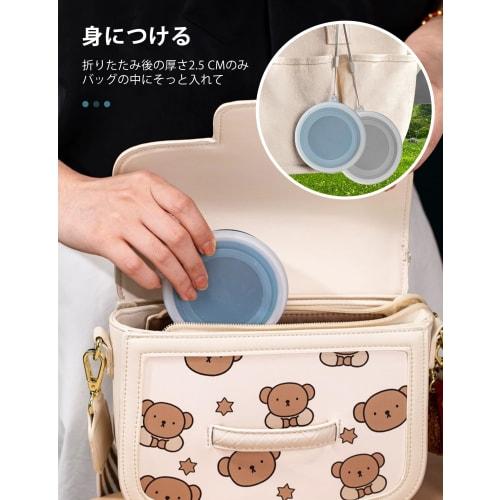 happykau Folding Cup with Lid, 320ml, Large Capacity, Multifunctional, Heat-Resistant, Lightweight, Portable, Perfect for Travel, Commuting, and Schoo