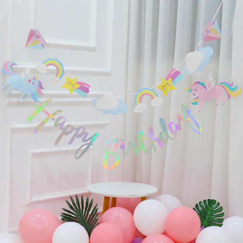 Unicorn Colorful Birthday Pull Banner