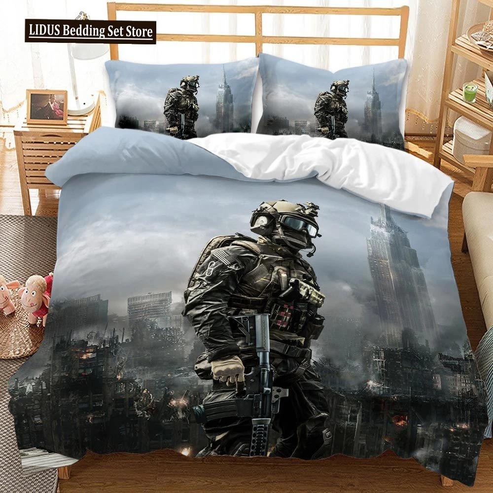 Special Police Print Duvet Cover American Soldier For Teen Adults Camouflage SWAT Theme Bedroom Decoration Polyester Quilt Cover