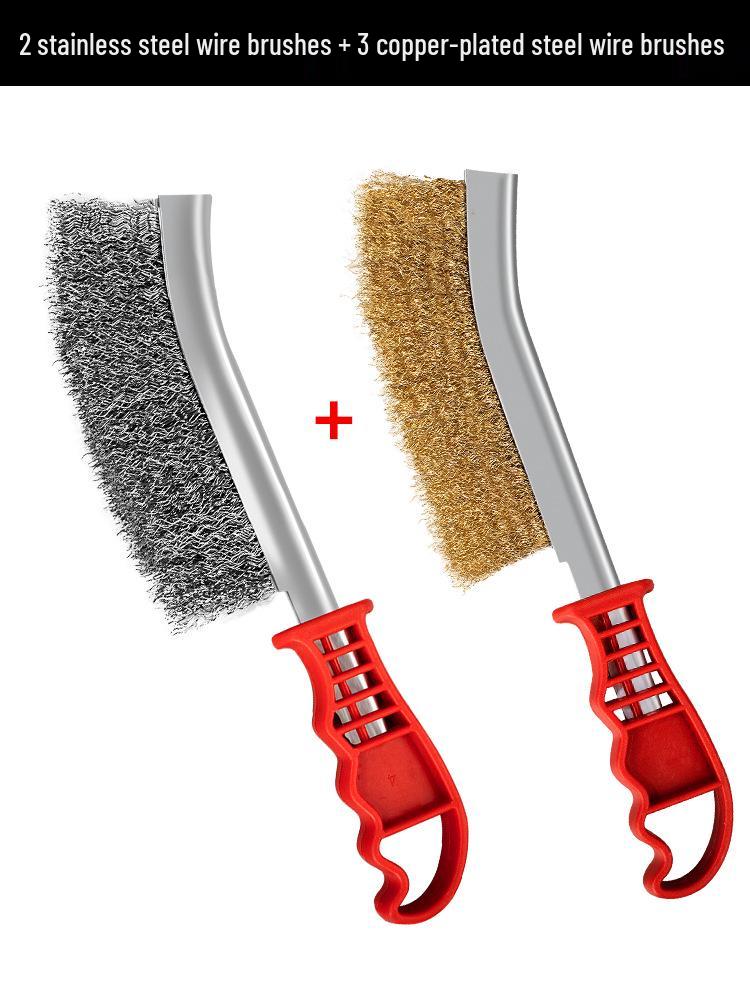 Industrial Stainless Steel Wire Brush with Handle - Copper Wire for Grill and Rust Cleaning