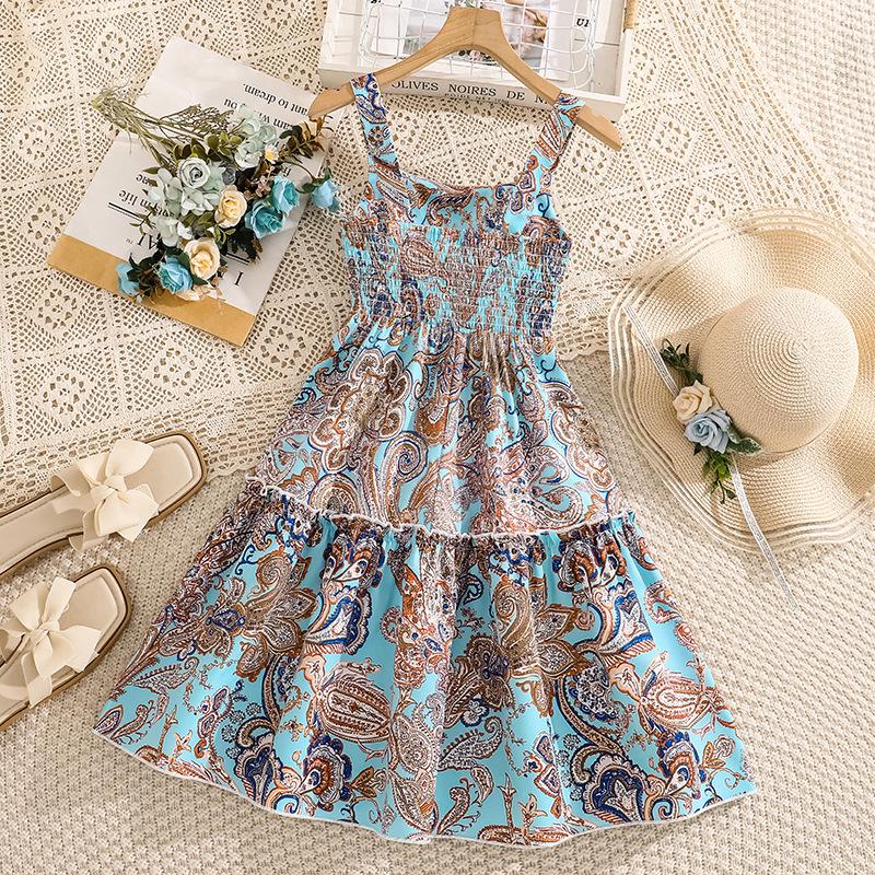 Girls' Fashionable Dress for Spring and Autumn, Children's Elegant Strapless Princess-style Dress