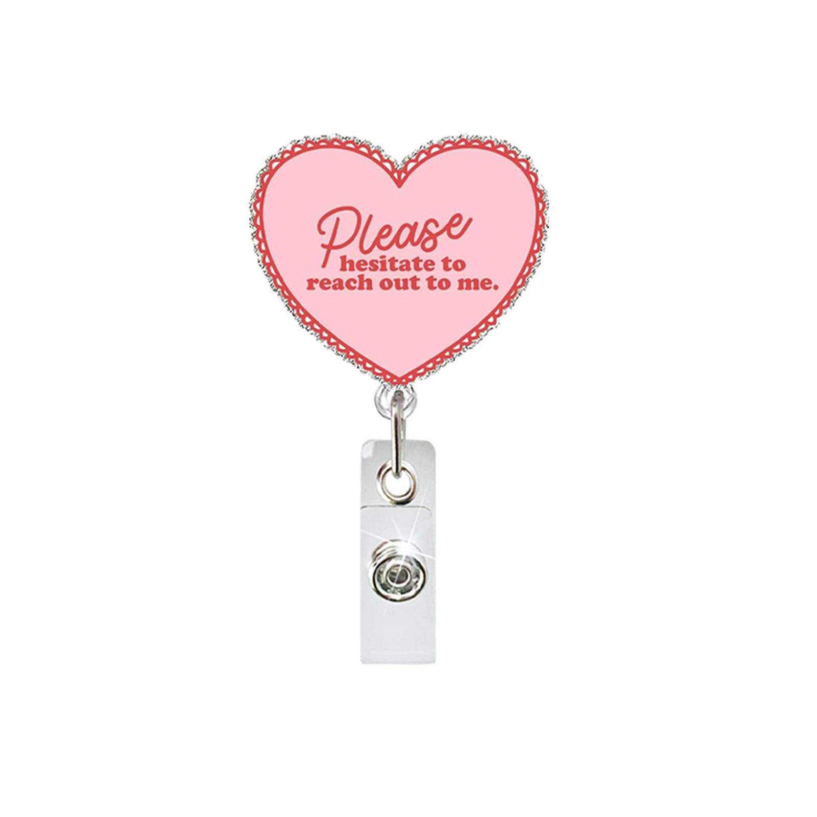 

Acrylic Badge Reel Versatile Heart Badge Clip Valentine Badge Holder Funny For Hospital School Office Worker